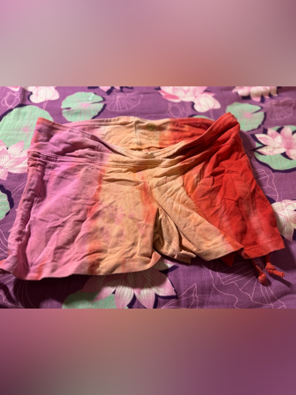Lily Lotus Pink Orange Tie-Dye Athletic Shorts